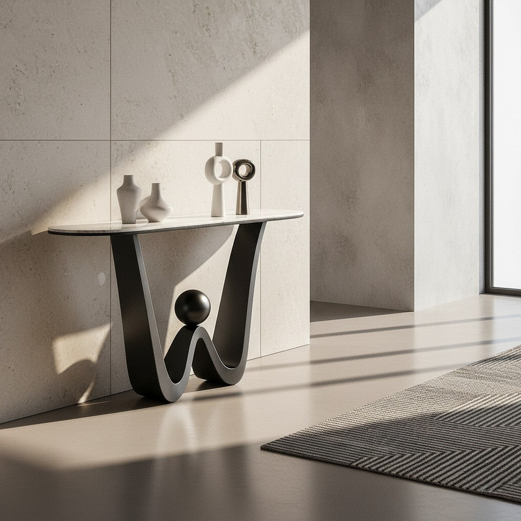 SAGITTARIUS Console Table – Sculptural Design with Marble Top