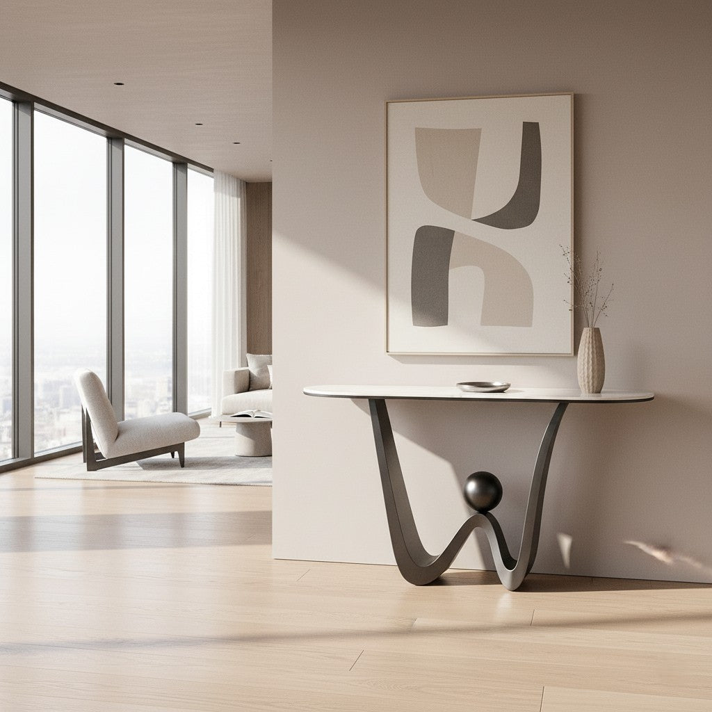 SAGITTARIUS Console Table – Sculptural Design with Marble Top