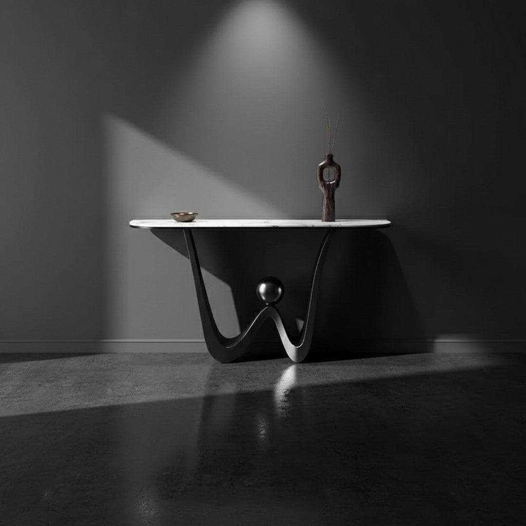 SAGITTARIUS Console Table – Sculptural Design with Marble Top