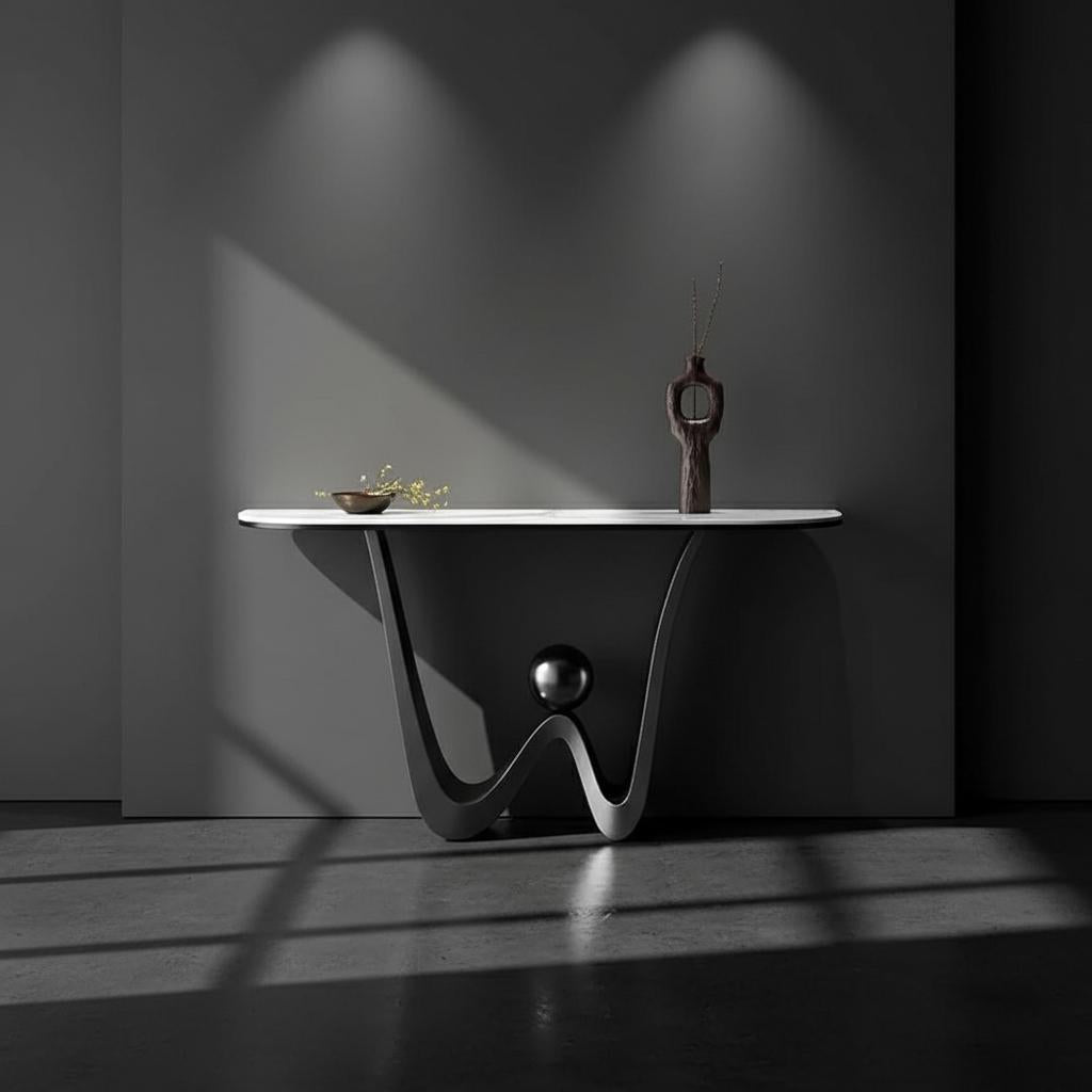 SAGITTARIUS Console Table – Sculptural Design with Marble Top