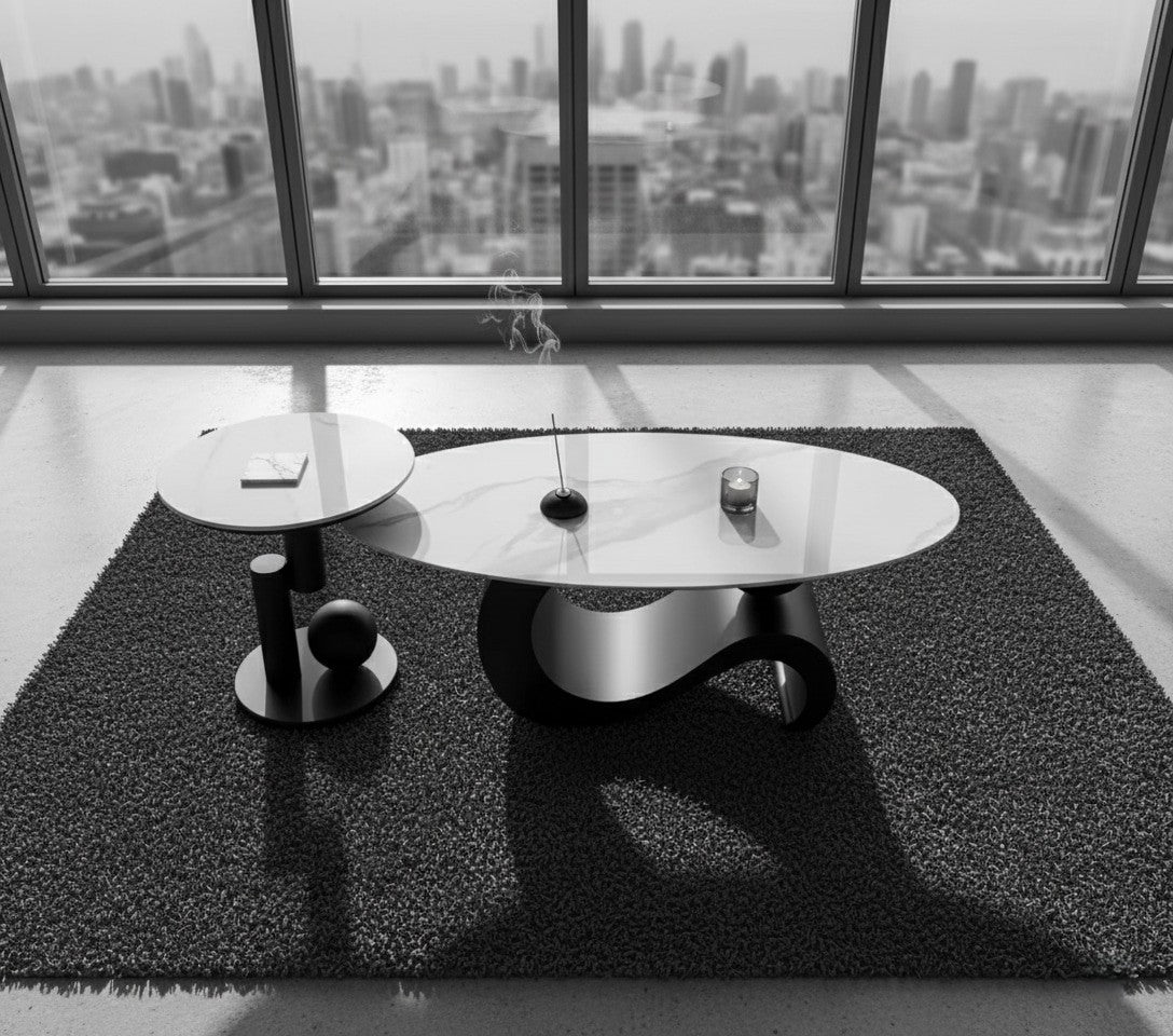 SEANA Coffee & Side Table Set – 12mm Marble Slate Stone