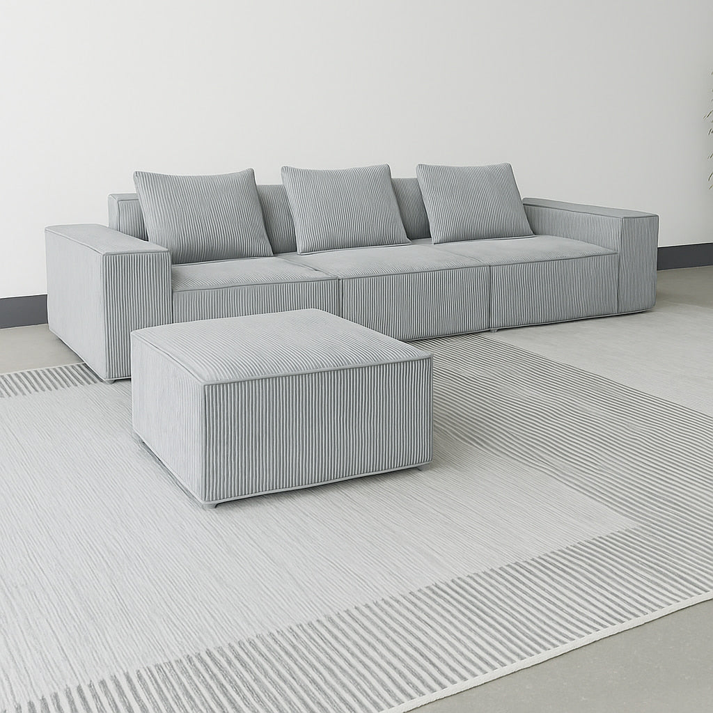 SOLENE Compressed 3-seater Sofa with Matching Ottoman –  300cm