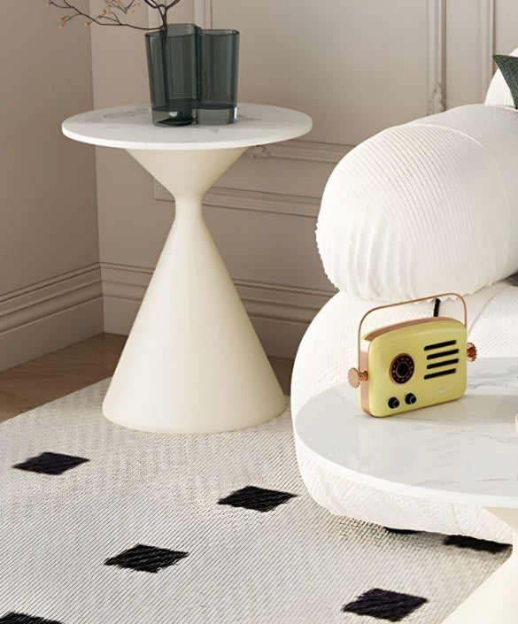 PURE The Side Table – White Marble & Gloss Base