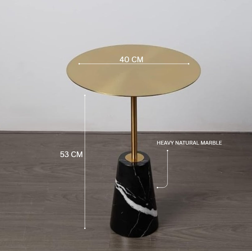 CLEO Side Table – Black Marble & Brushed Gold