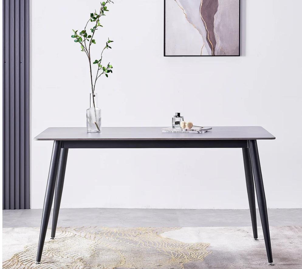 Modern Slate-Top Dining Table with Carbon Steel Frame 140*70*75