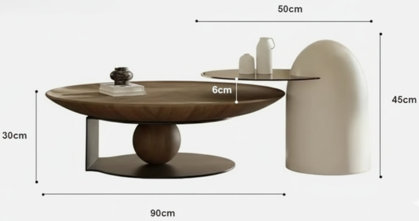 TAVOLA MILANO Coffee & Side Table Set – Natural Walnut Veneer with Titanium Base