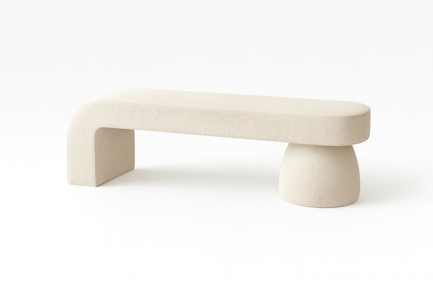 UDIN Designer Ottoman Bench – Sculptural Luxury in Bouclé