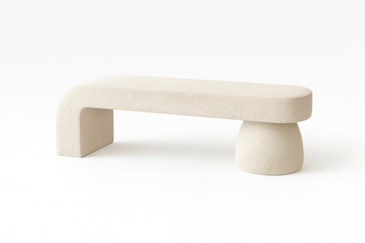 UDIN Designer Ottoman Bench – Sculptural Luxury in Bouclé