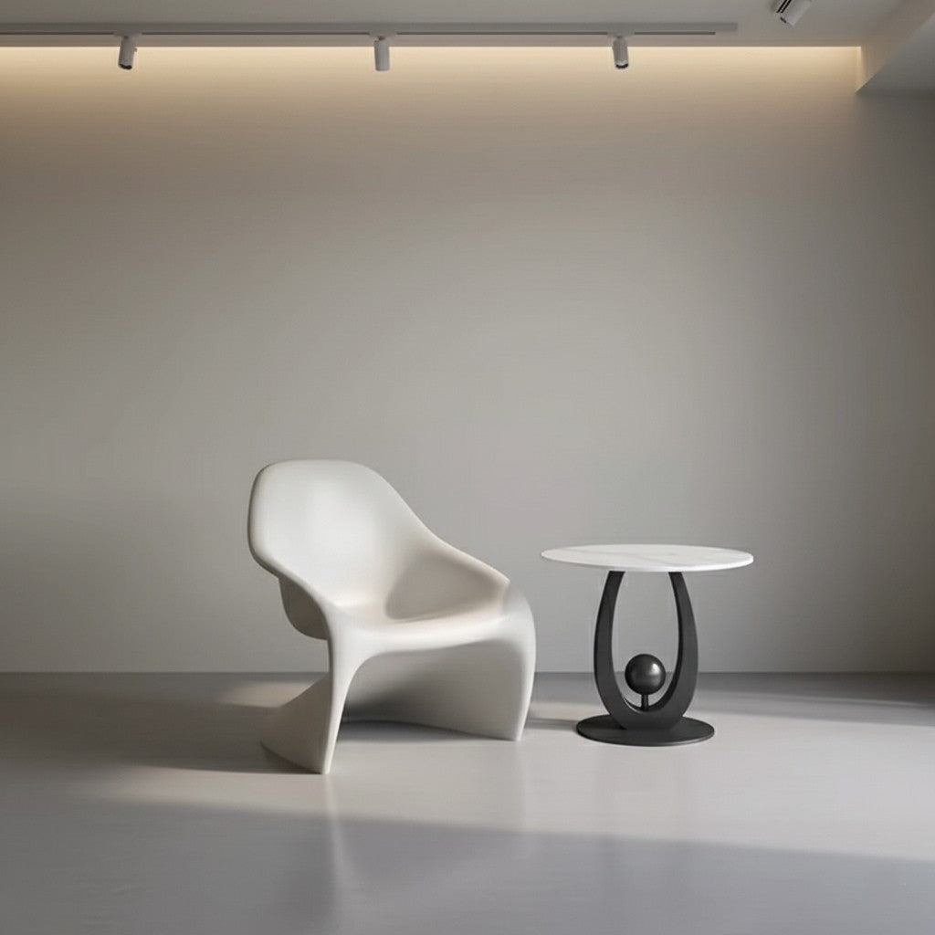 Vicky Side Table – Marble & Sculptural Steel