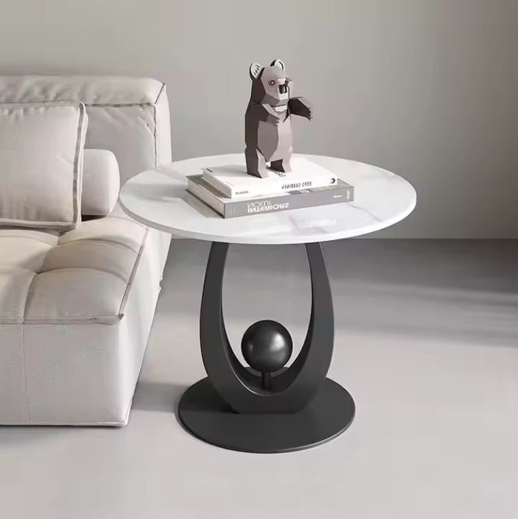 Vicky Side Table – Marble & Sculptural Steel