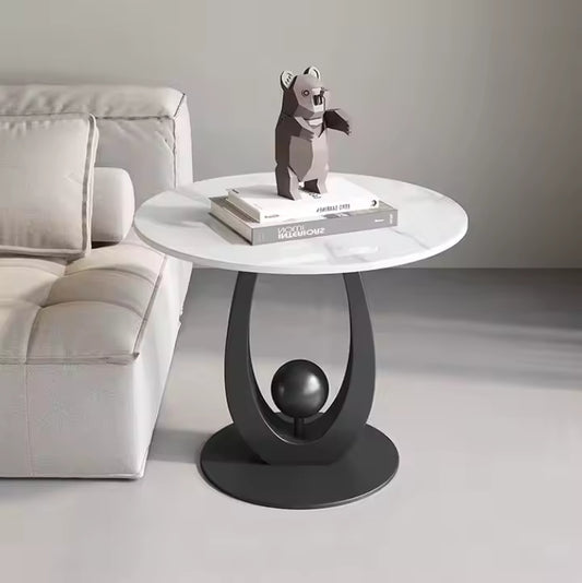 Vicky Side Table – Marble & Sculptural Steel
