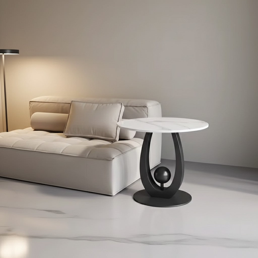 Vicky Side Table – Marble & Sculptural Steel