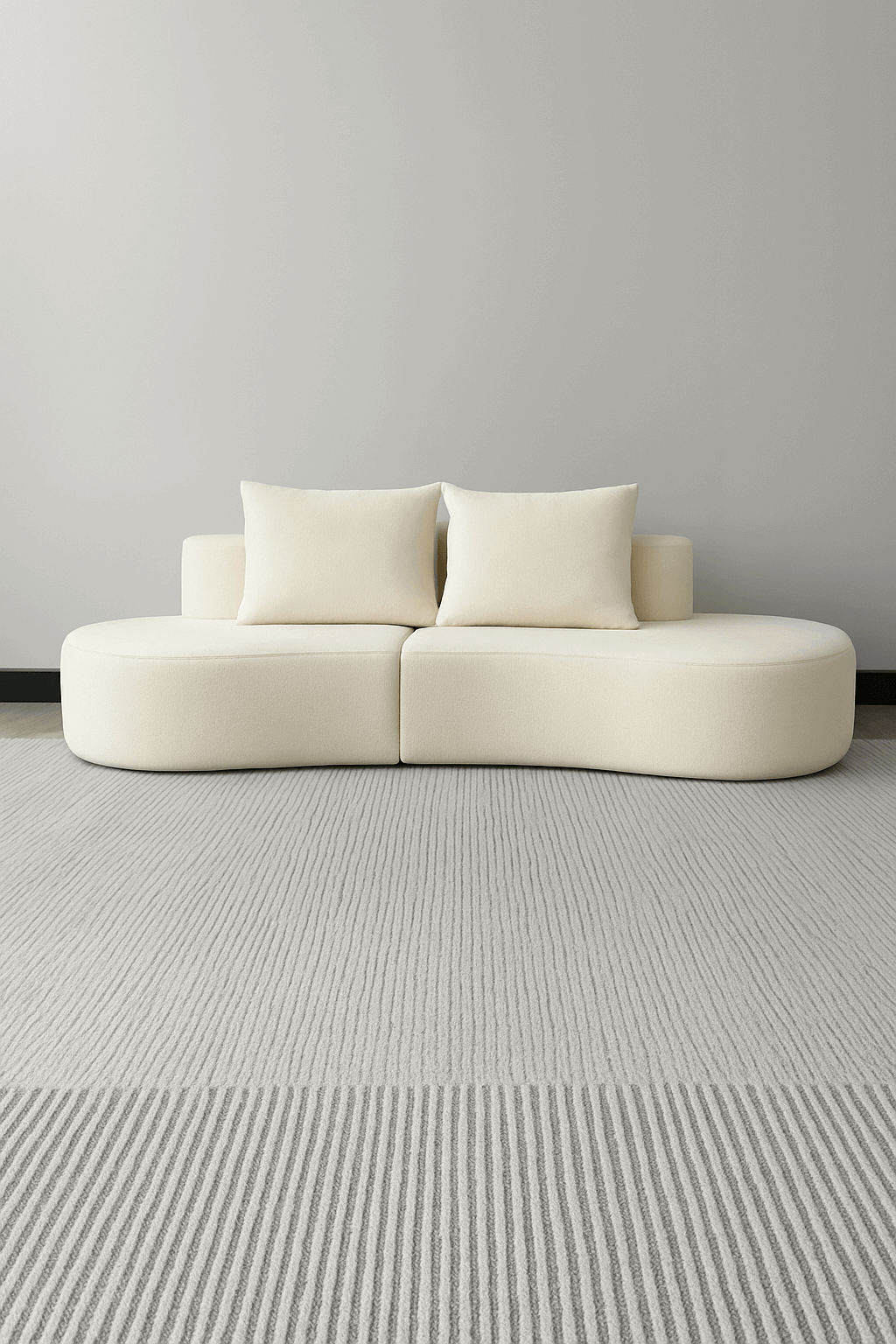 LUNA Compressed Sofa – Modern Curved Comfort 240CM Cream