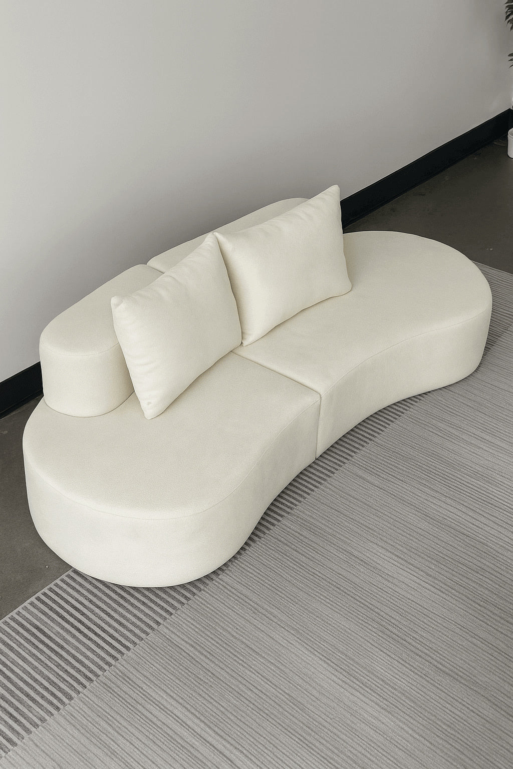 LUNA Compressed Sofa – Modern Curved Comfort 240CM Cream