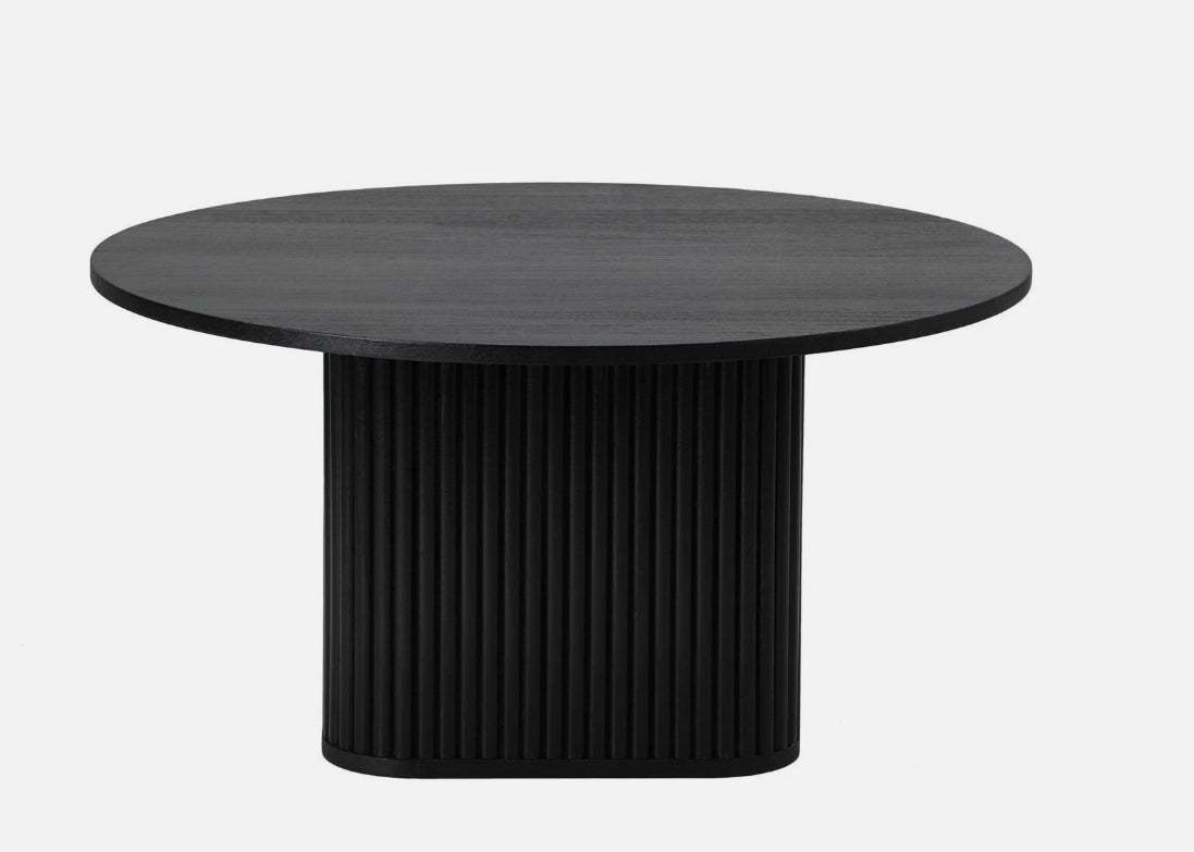 Morena Round Coffee Table — Matte Black Fluted Base (78.5cm)