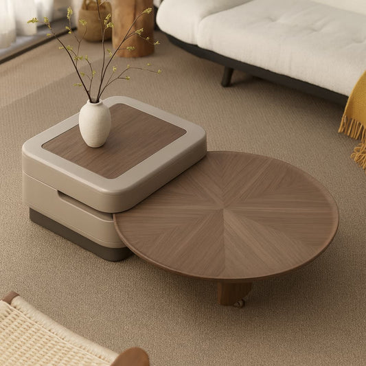 SCALA Coffee Table Set – Walnut Veneer with Hidden Storage & Lift-Top