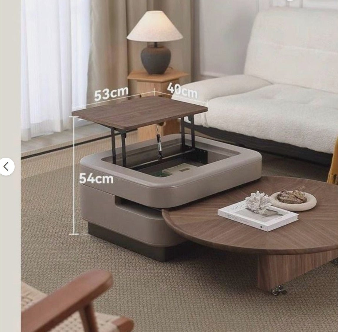 SCALA Coffee Table Set – Walnut Veneer with Hidden Storage & Lift-Top
