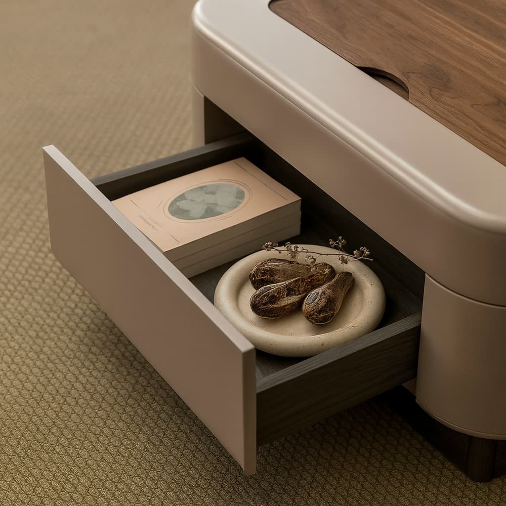 SCALA Coffee Table Set – Walnut Veneer with Hidden Storage & Lift-Top