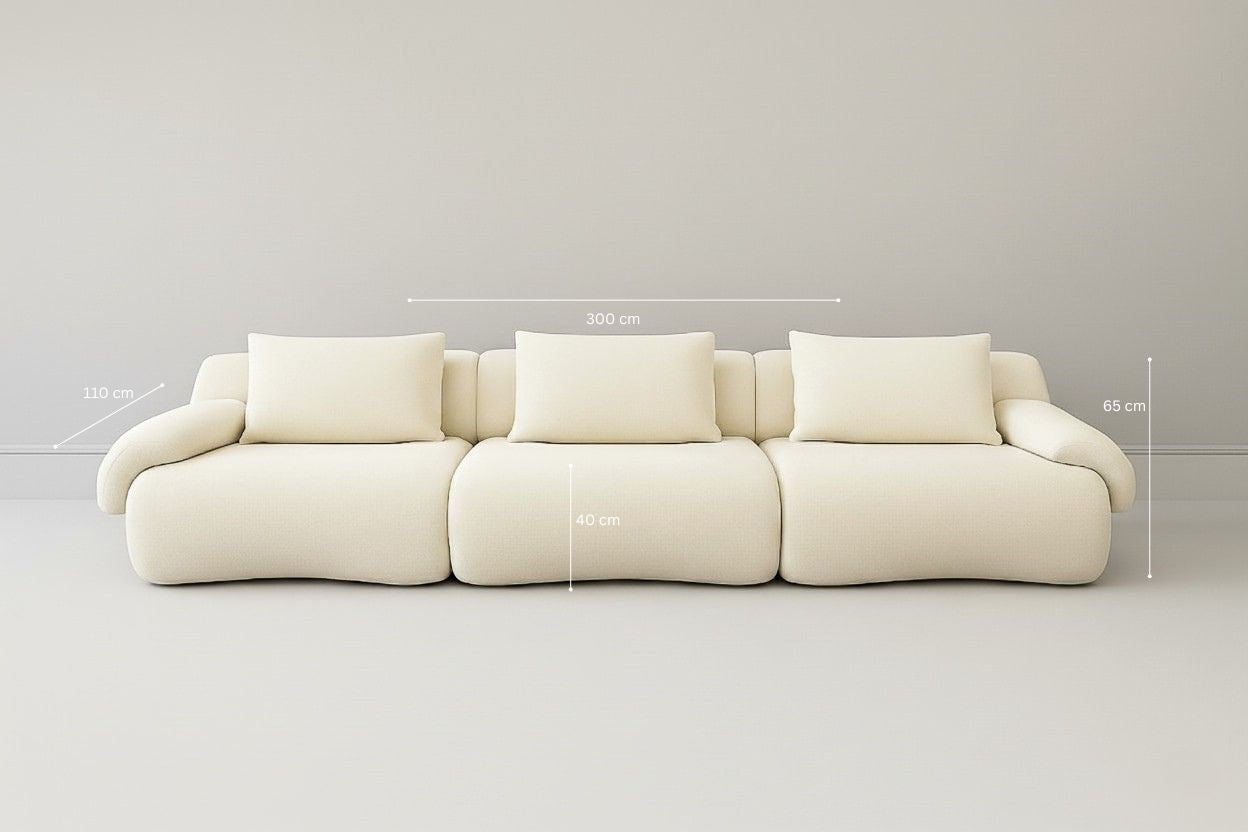 YASMINA 3-Seater Sofa – Modern Luxury Comfort   300L X 110D X65H