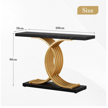 Norman Console Table Hallway Faux Marble Black Modern 100x30x80cm