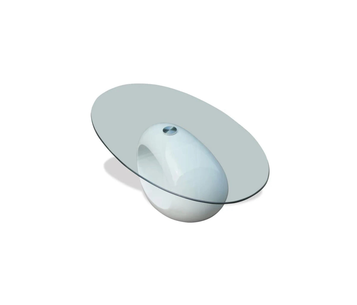 Oscar Coffee Table with Oval Glass Top High Gloss White