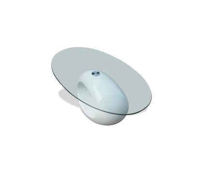 Oscar Coffee Table with Oval Glass Top High Gloss White