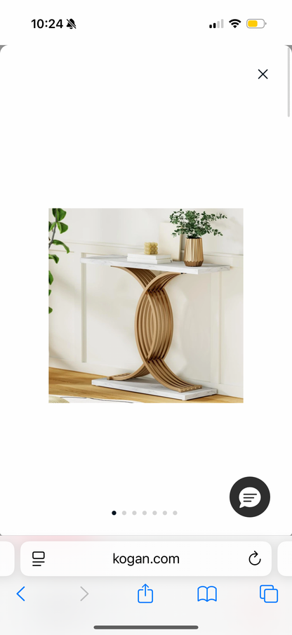 Norman Console Table Marble Effect White&Gold