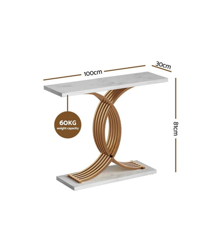Norman Console Table Marble Effect White&Gold