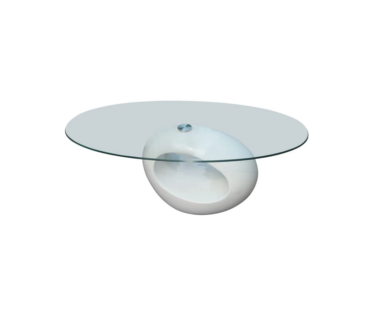 Oscar Coffee Table with Oval Glass Top High Gloss White