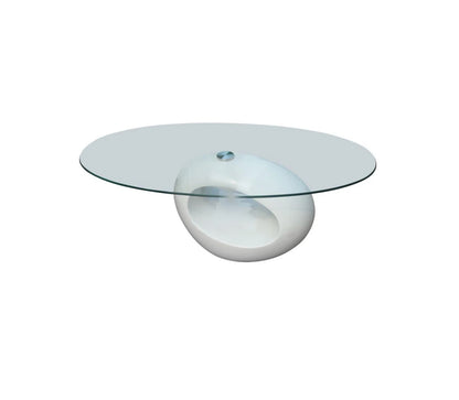 Oscar Coffee Table with Oval Glass Top High Gloss White