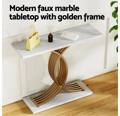 Norman Console Table Marble Effect White&Gold