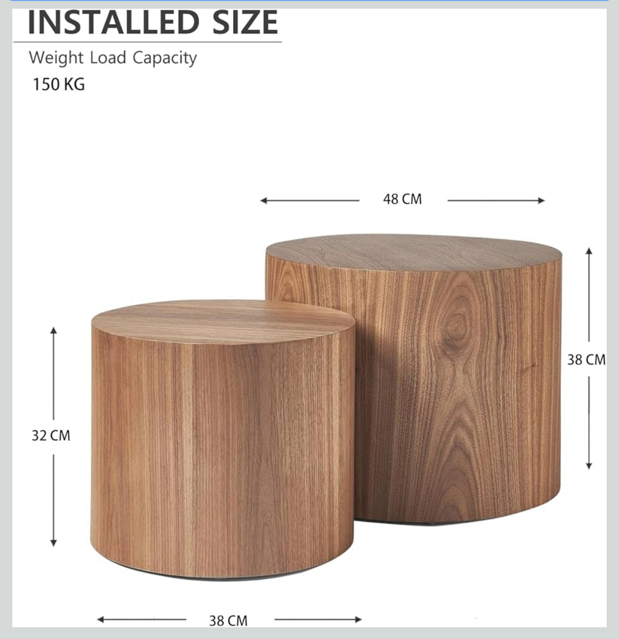 NOVALE Nesting Coffee Table Set of 2 – Walnut Finish | Sculptural Minimal Design
