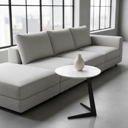 ARCHI Side Table – Marble Stone Top with Carbon Steel Base