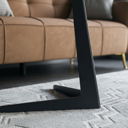 ARCHI Side Table – Marble Stone Top with Carbon Steel Base