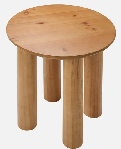 BAMBI Solid Timber-Style Side Table – Natural Rounded Leg Design (45cm)