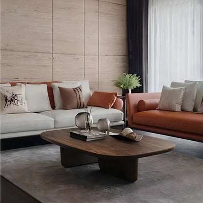 CEDAR Curved Minimalist Coffee Table — Walnut Finish