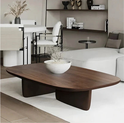 CEDAR Curved Minimalist Coffee Table — Walnut Finish