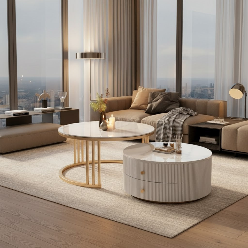 CELESTE Marble Nesting Coffee Table Set