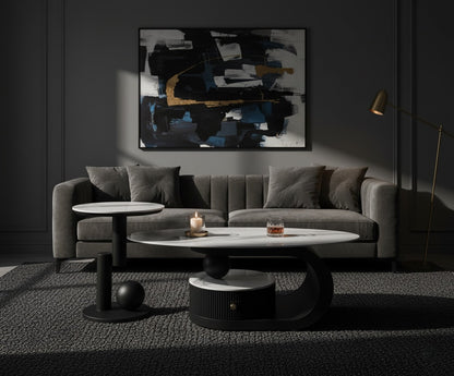 CHANTAL Marble Coffee & Side Table Set – Sculptural Elegance in Carbon Steel