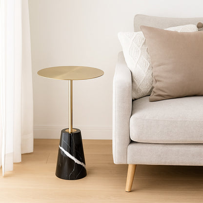 CLEO Side Table – Black Marble & Brushed Gold