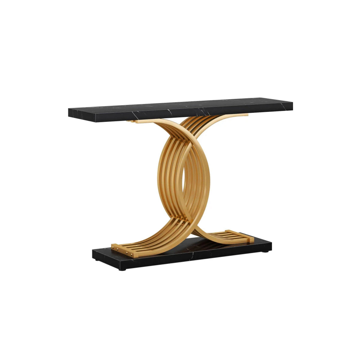 Norman Console Table Hallway Faux Marble Black Modern 100x30x80cm