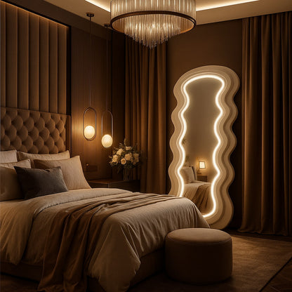 Diva Glow LED Standing Mirror – Beige