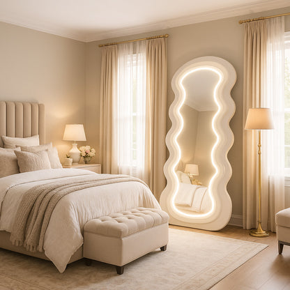 Diva Glow LED Standing Mirror – Beige
