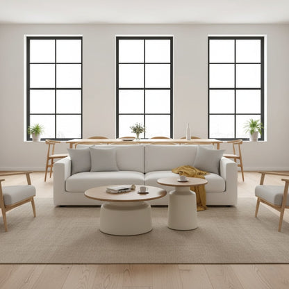DOPPIO Coffee & Side Table Set – Contemporary Elegance in Wood and Ceramic Finish