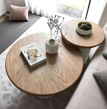 DOPPIO Coffee & Side Table Set – Contemporary Elegance in Wood and Ceramic Finish