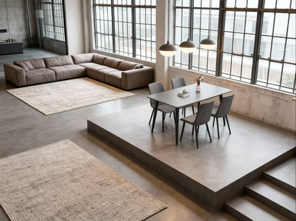Modern Slate-Top Dining Table with Carbon Steel Frame 140*70*75