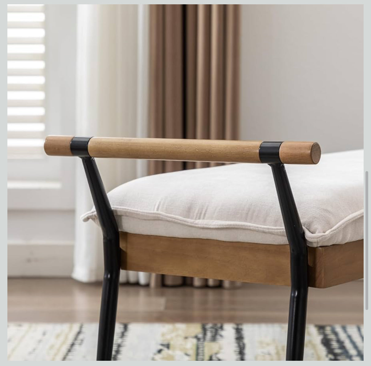 Noa Wooden Armrest Ottoman