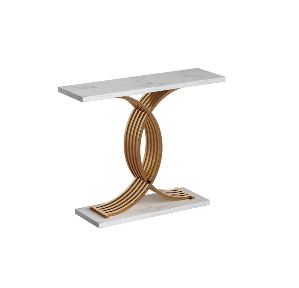Norman Console Table Marble Effect White&Gold