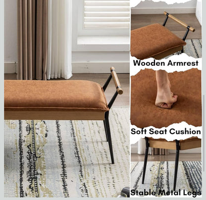 Luca Wooden Armrest Ottoman