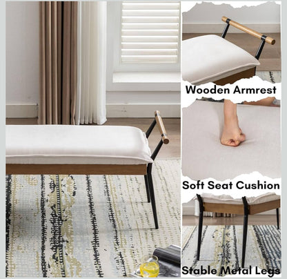 Noa Wooden Armrest Ottoman